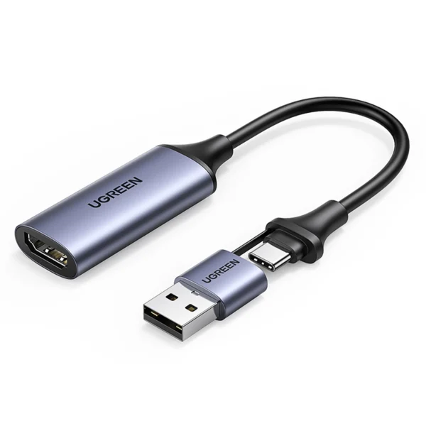 Ugreen CM489 40189 HDMI Adapter (Female) – USB-A / USB-C (Male) – Gray