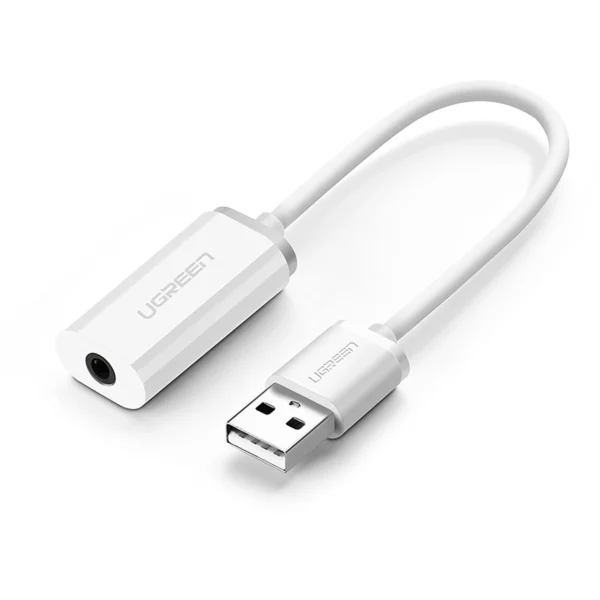 Ugreen US206 30712 USB-A (male) / 3.5 mm mini jack (female) adapter – white