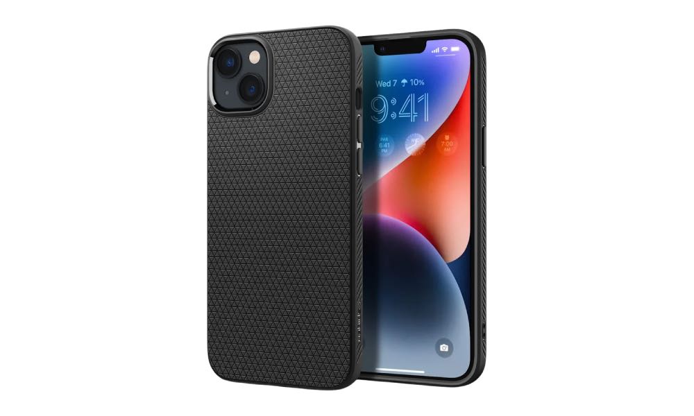 Spigen Liquid Air iPhone 14 Plus (mattsvart) ⭐️ Skalets geometriska mönstret skapar skönare passform