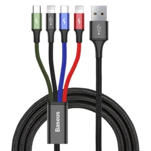 Baseus cable USB 4in1 2x Lightning / USB Type C / micro USB cable in nylon braid 3.5A 1.2m black (CA1T4-A01)