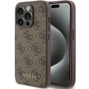 Guess 4G Metal Gold Logo case for iPhone 15 Pro – brown