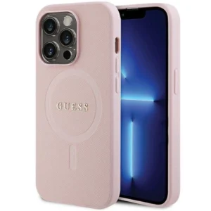 Guess case for iPhone 13 Pro / 13 – pink Saffiano MagSafe