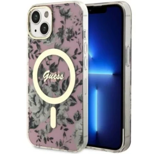 Guess Flower MagSafe case for iPhone 14 – pink