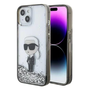 Karl Lagerfeld iPhone 15 6.1″ transparent hardcase Liquid Glitter Ikonik