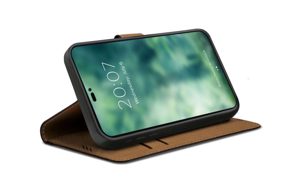 Antimikrobiellt plånboksskal för iPhone 14 Pro - Xqisit fodral med två kortfack och en sedelficka