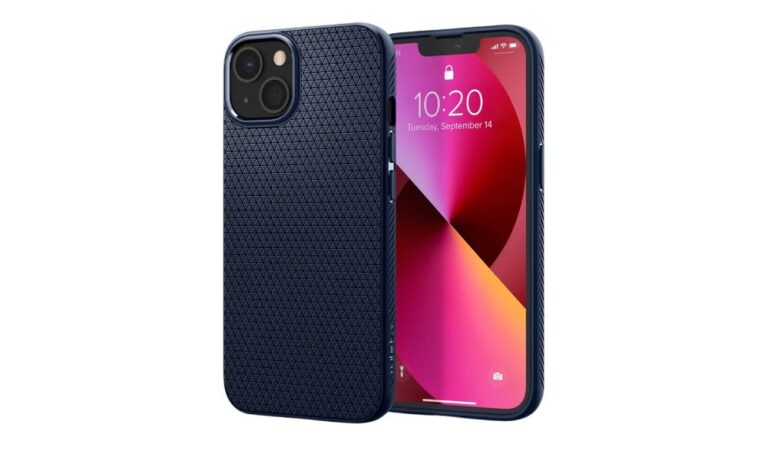 Diskret och greppvänligt skal ⭐️ Spigen Liquid Air iPhone 13 (marinblå)