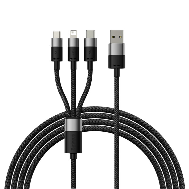 Baseus cable 3in1 StarSpeed USB - micro USB + Lightning + USB-C 1,2m 3,5A black