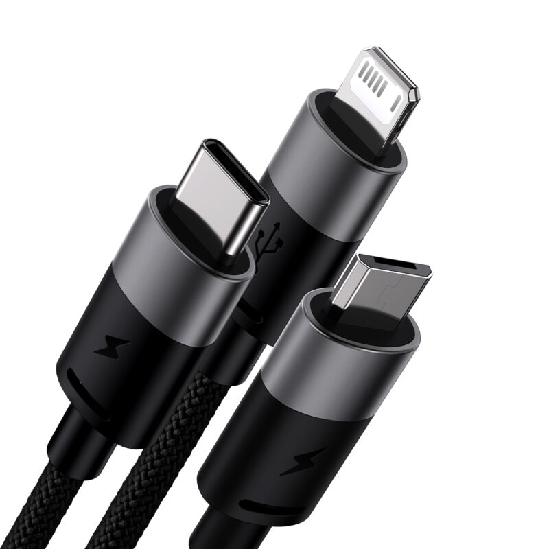 Baseus cable 3in1 StarSpeed USB - micro USB + Lightning + USB-C 1,2m 3,5A black - Bild 3