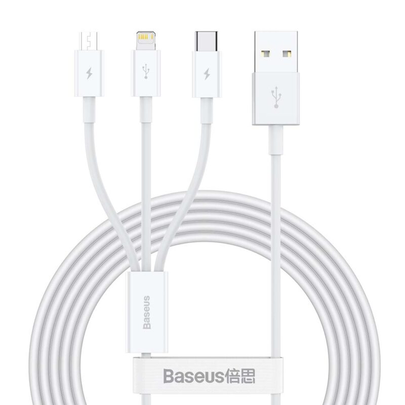 Baseus cable 3in1 Superior USB - Lightning + USB-C + microUSB 1,5 m 3,5A white