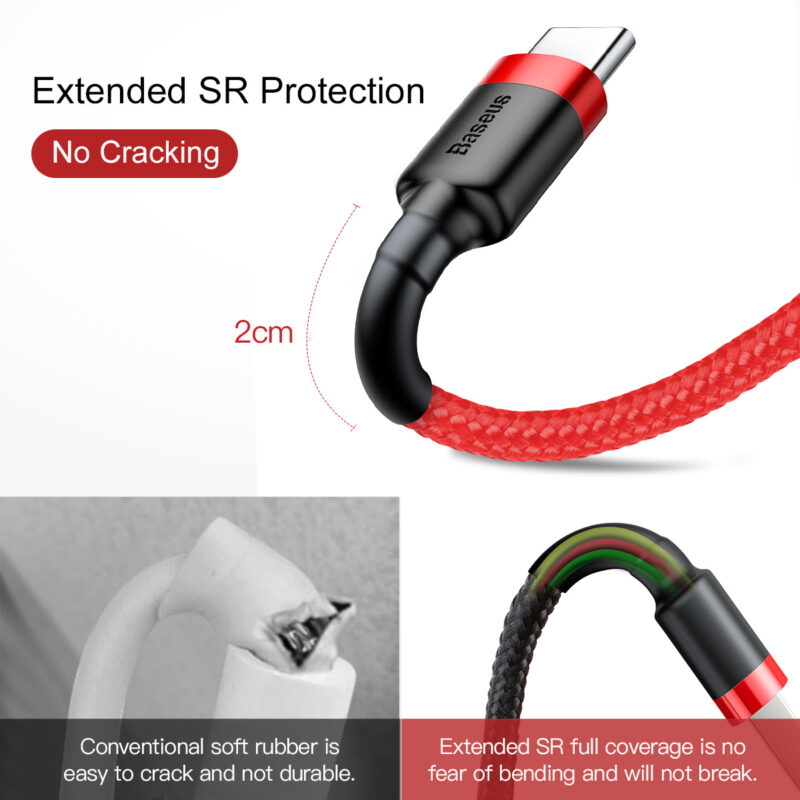 Baseus cable Cafule USB - USB-C 0,5 m 3A red - Bild 13