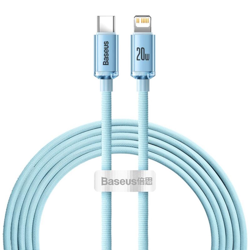 Baseus cable Crystal Shine USB-C - Lightning 2,0 m 20W sky blue