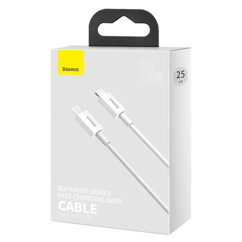 Baseus cable Superior PD USB-C - Lightning 0,25 m white 20W - Bild 7