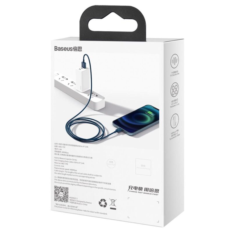 Baseus cable Superior USB - Lightning 1,0 m 2,4A blue - Bild 7