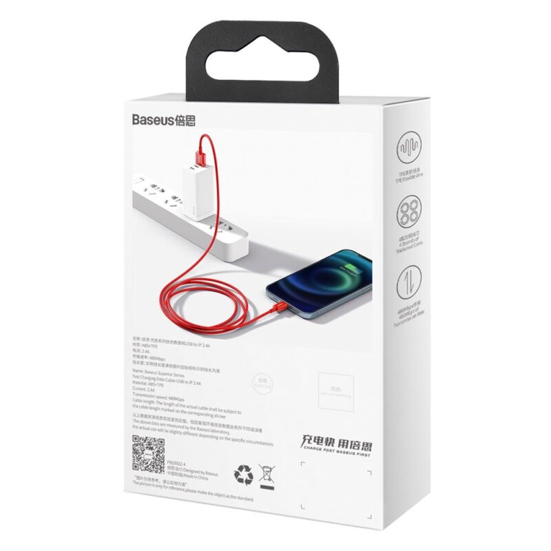 Baseus cable Superior USB - Lightning 1,0 m 2,4A red - Bild 7