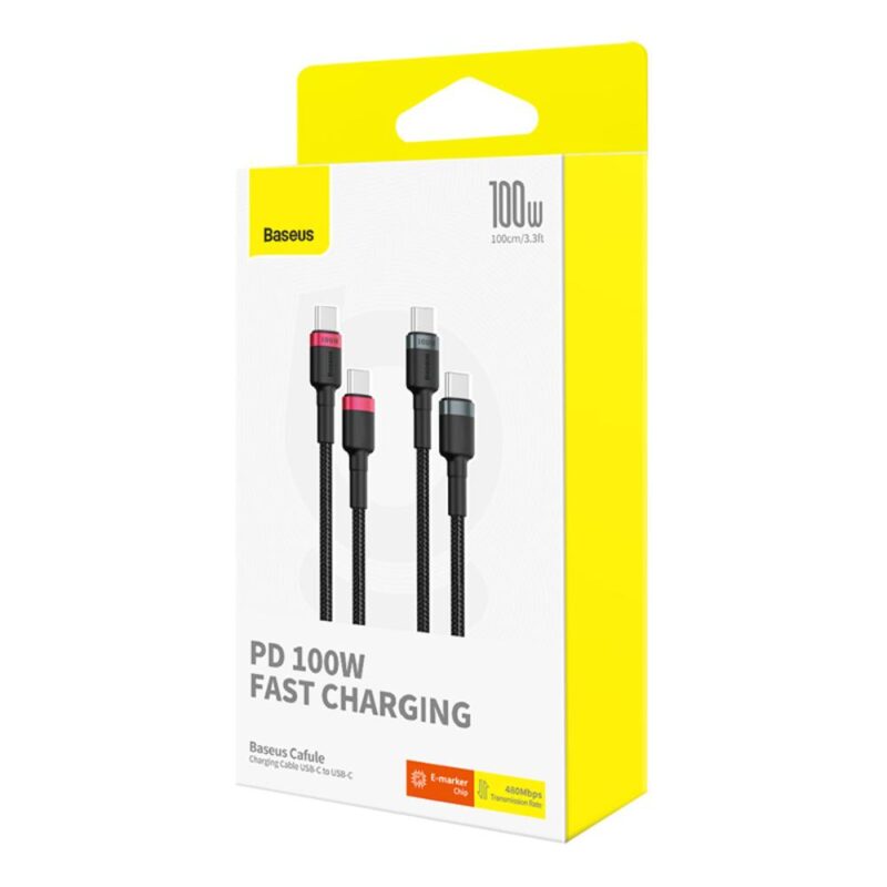 Baseus Cafule Charging Cable USB-C to USB-C 100W 1m 2pcs Red Black+Grey Black - Bild 8