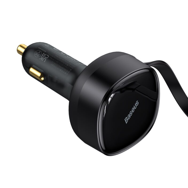 Baseus car charger Enjoyment Retractable 2w1 30W black with cable 1x USB-C 1x Lightning - Bild 4