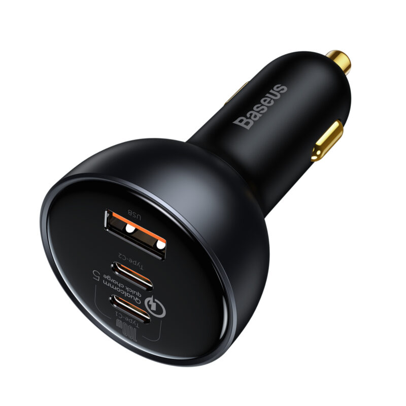 Baseus car charger QC 5 PD 160W 1x USB 2x USB-C black + cable USB-C - USB-C - Bild 3