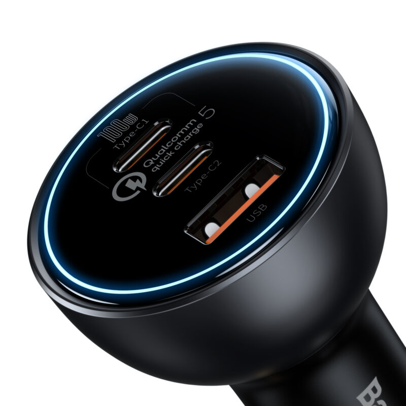 Baseus car charger QC 5 PD 160W 1x USB 2x USB-C black + cable USB-C - USB-C - Bild 4