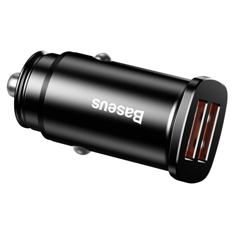 Baseus car charger Square Metal 2x USB 30W QC 3.0 black - Bild 5