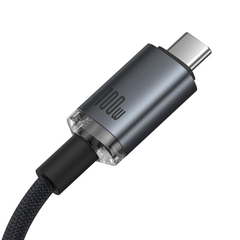 Baseus Crystal Shine USB3.2 Full-Featured Fast-Charging Data Cable USB-C to USB-C 100W 1.5m 20Gb Cluster Black - Bild 5