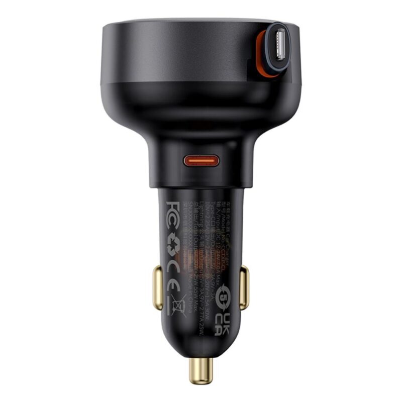 Baseus Enjoyment Pro Car Charger C+Retractable iP Cable 55W Cluster Black - Bild 5