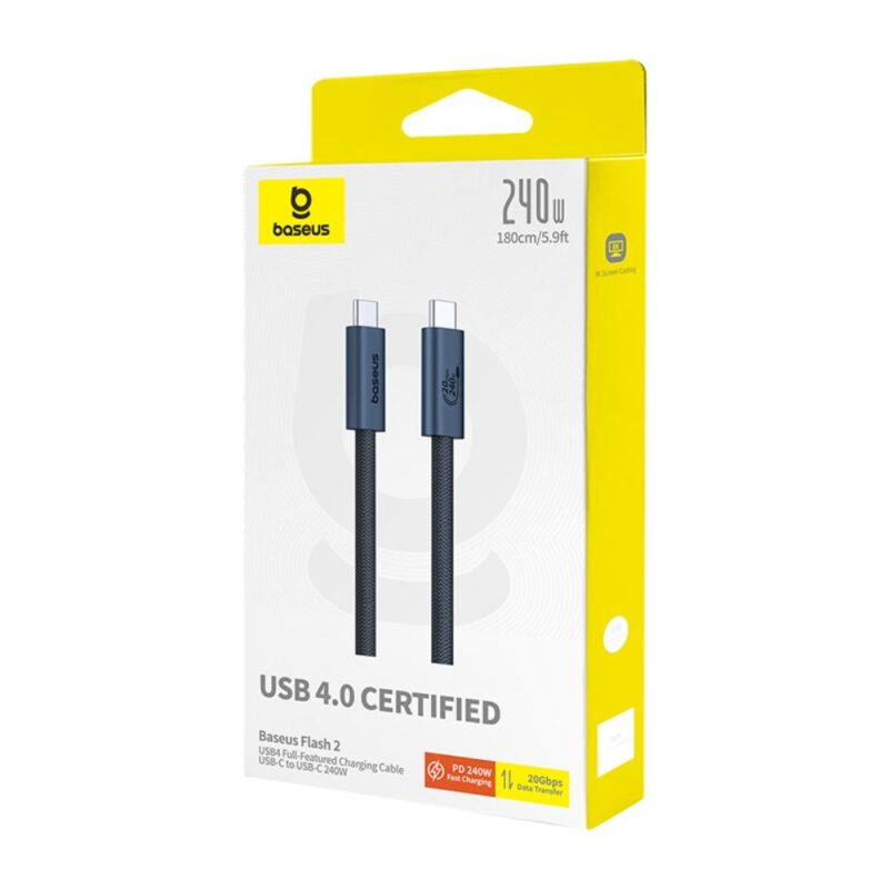 Baseus Flash 2 USB4 Full-Featured Charging Cable USB-C to USB-C 240W 5.9ft Cluster Black - Bild 8