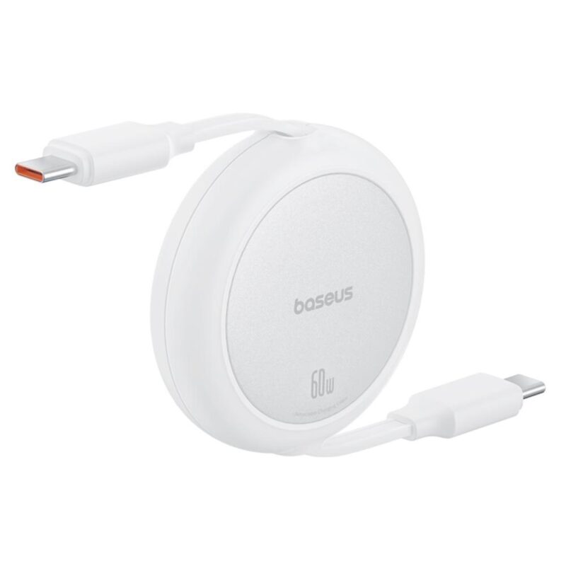 Baseus Free2Pull Mini Charging Cable USB-C to USB-C 60W 1m Moon White - Bild 4