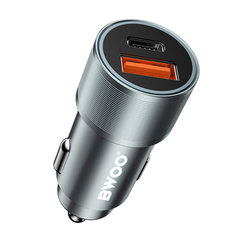 BWOO 38W fast car charger BO-CC73 QC 18W + PD 20W, grey silver - Bild 6