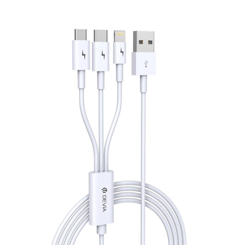 Devia cable 3in1 Smart EC141 USB - Lightning + USB-C + MicroUSB 1,2 m 2A white