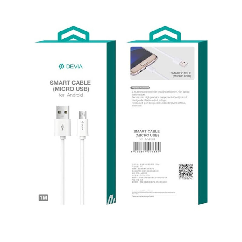 Devia cable Smart EC081 USB - MicroUSB 1,0 m 2,1A white - Bild 9