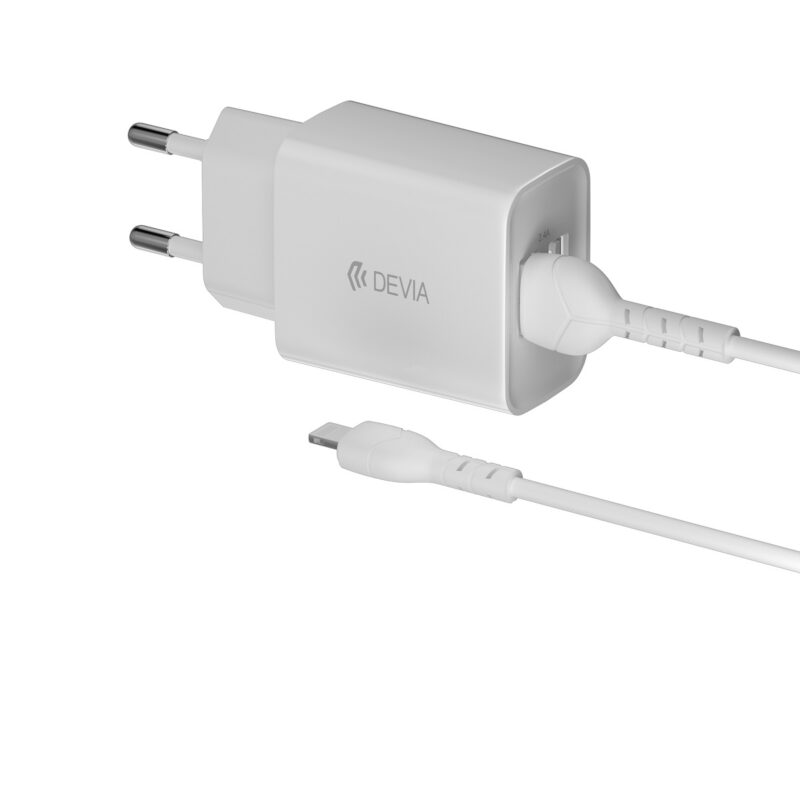 Devia wall charger Smart 2x USB 2,4A white + Lightning cable