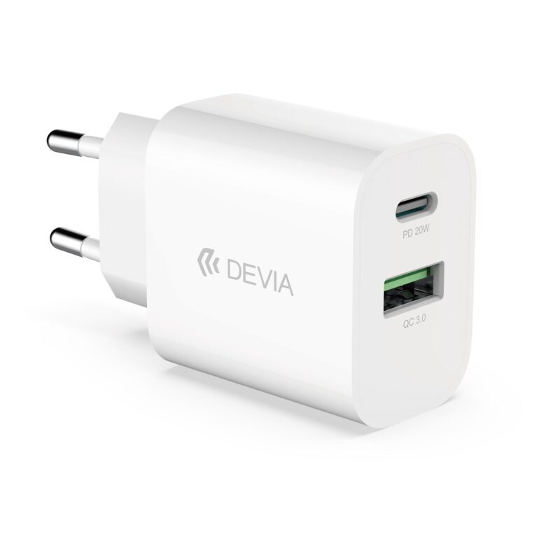 Devia wall charger Smart PD 1x USB-C 1x USB 20W white