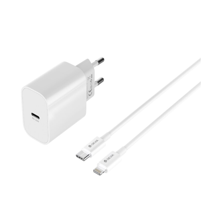 Devia wall charger Smart PD GaN 30W 1x USB-C white + cable USB-C - Lightning - Bild 3