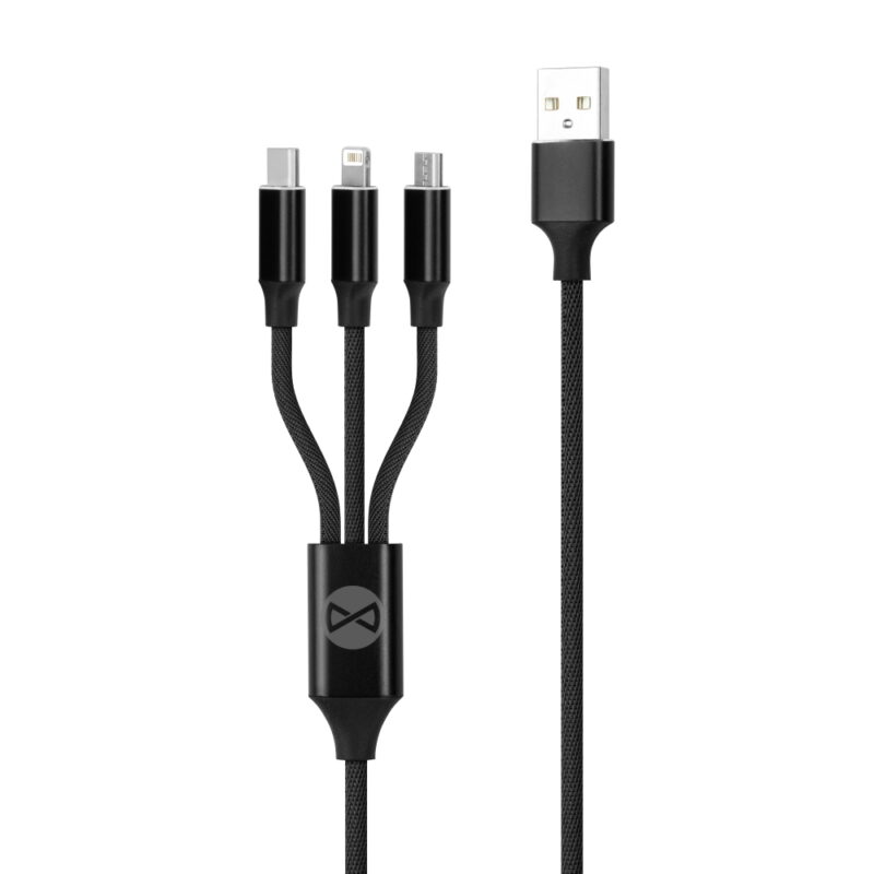 Forever 3in1 cable USB - Lightning + USB-C + microUSB 1,2 m 2A black