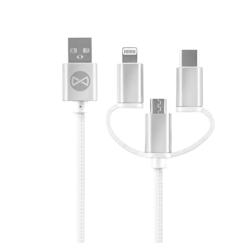 Forever 3in1 cable USB - Lightning + USB-C + microUSB 1,2 m 3A white