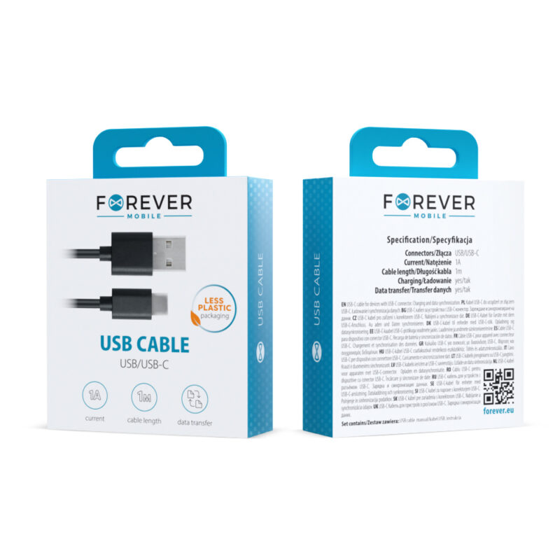 Forever cable USB - USB-C 1,0 m 1A black - Bild 4