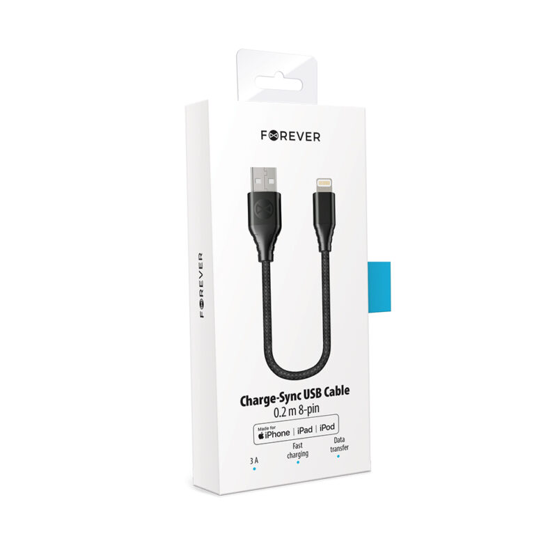 Forever Core MFI cable USB - Lightning 0,2 m 2,4A black - Bild 4