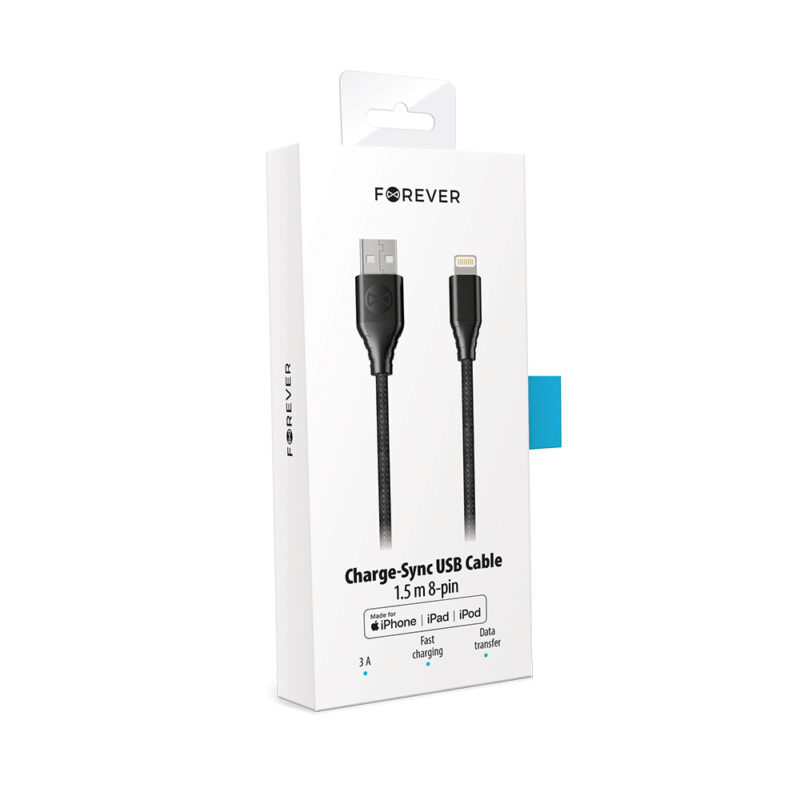 Forever Core MFI Classic cable USB - Lightning 1,5 m 2,4A black - Bild 4