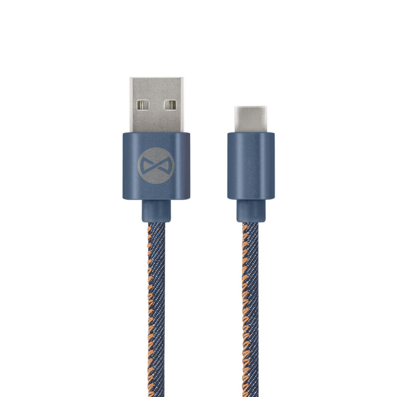 Forever Jeans cable USB - USB-C 1,0 m 2A blue