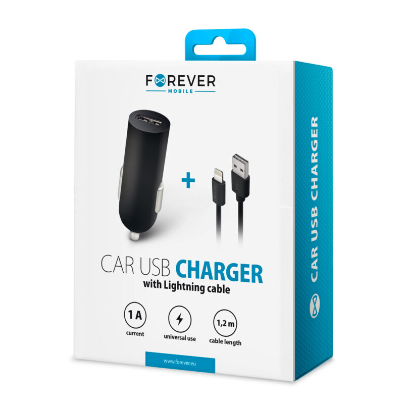 Forever M02 car charger 1x USB 1A black + Lightning cable - Bild 8