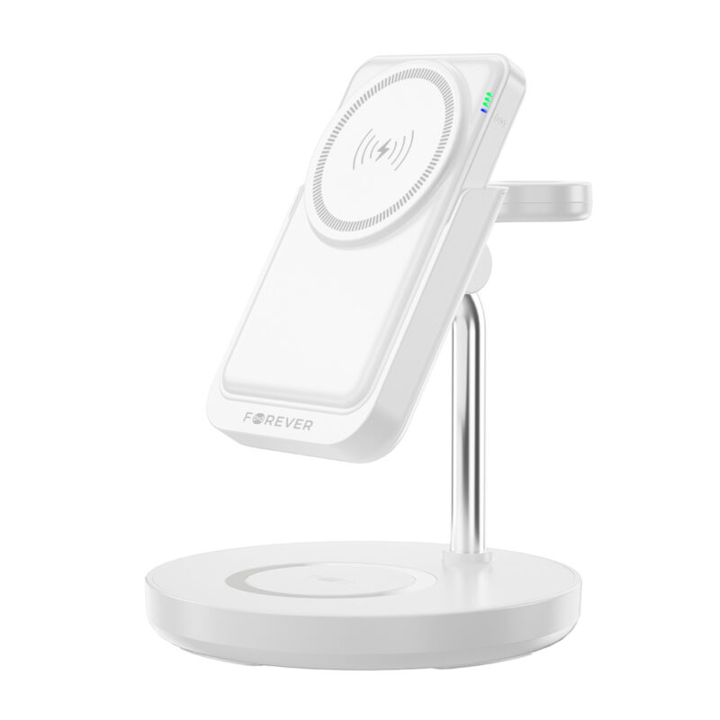 Forever MACS-100 magnetic wireless charging station with power bank white 5in1 - Bild 6