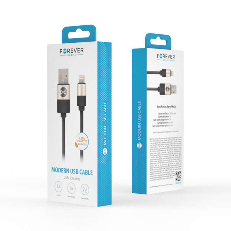 Forever Modern cable USB - Lightning 1,0 m 2A black - Bild 3