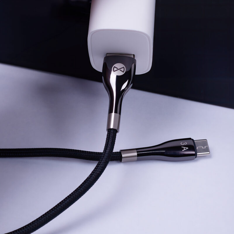 Forever Sleek cable USB - USB-C 1,0 m 3A black - Bild 7