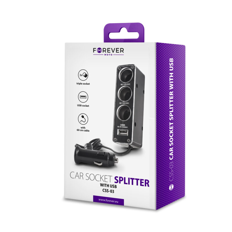 Forever socket splitter 3in1 with USB cable CSS-03 - Bild 3