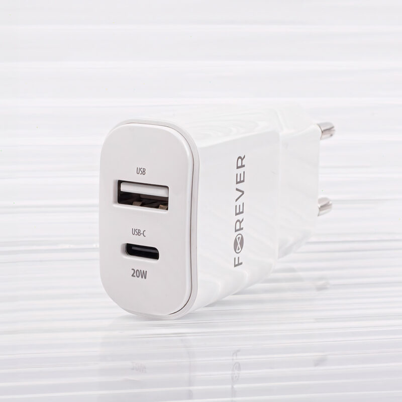 Forever TC-01-20AC PD QC charger 1x USB-C 1x USB 20W white - Bild 9