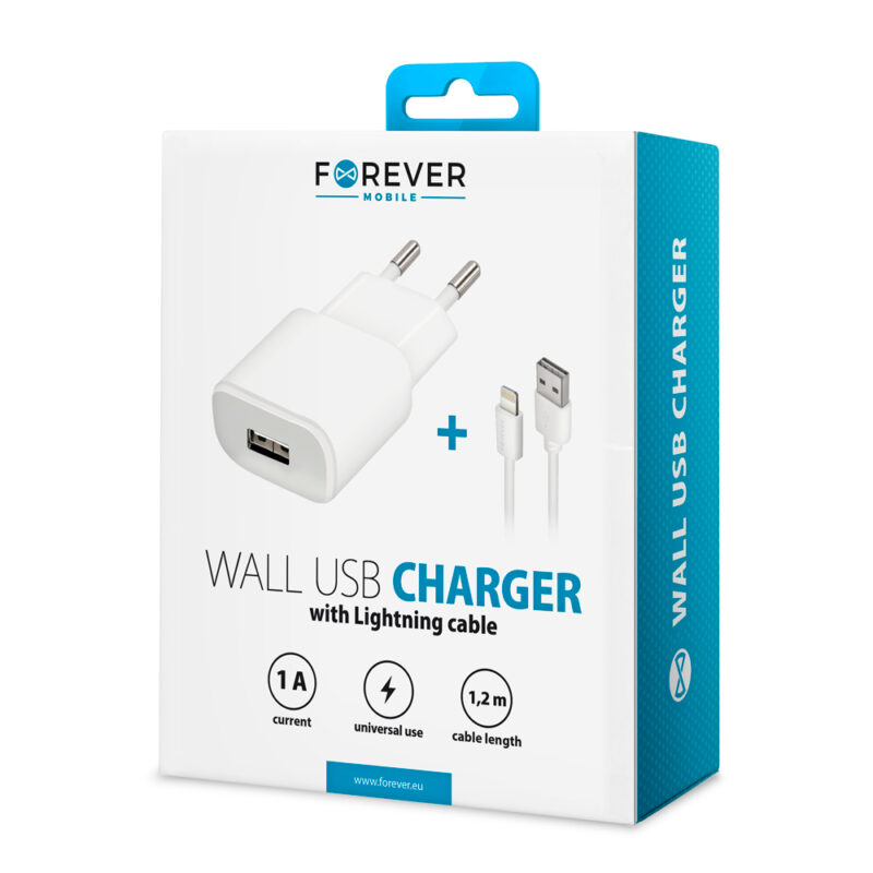 Forever TC-01 charger 1x USB 1A white + Lightning cable - Bild 6