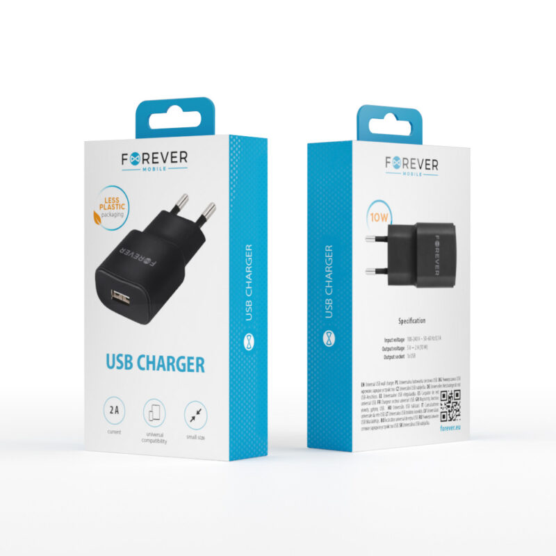 Forever TC-01 charger 1x USB 2A black - Bild 7