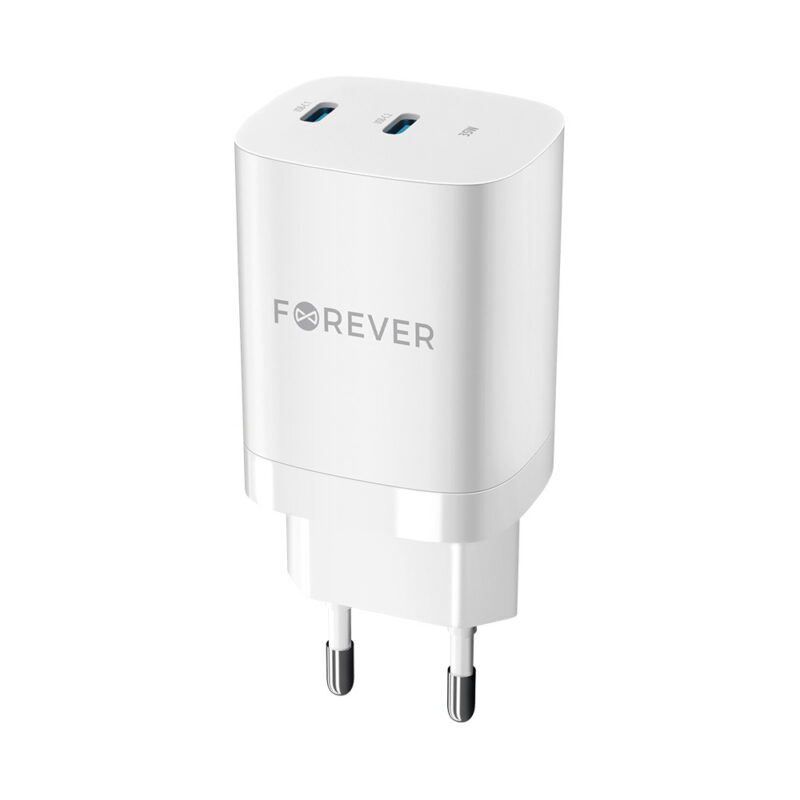 Forever TC-05-35CC GaN PD QC charger 2x USB-C 35W white