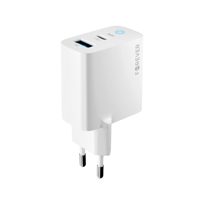 Forever TC-06-20AC PD QC charger 1x USB-C 1x USB 20W white - Bild 4