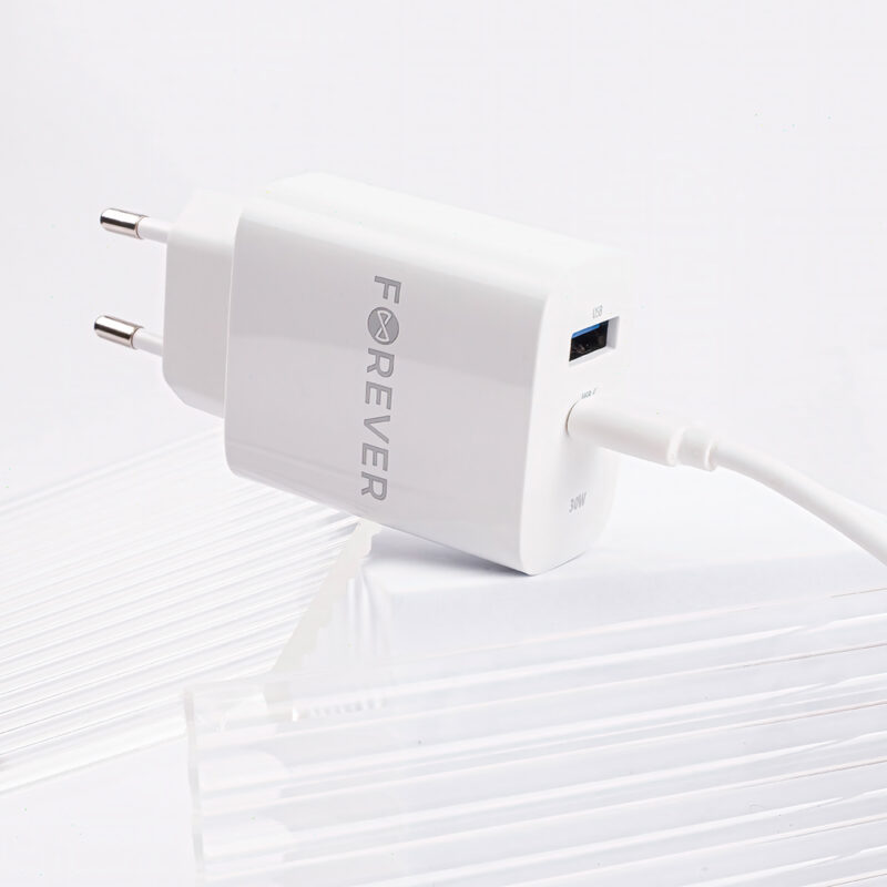 Forever TC-07-30AC PD QC charger 1x USB-C 1x USB 30W white - Bild 5